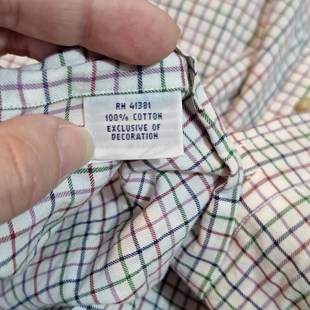 Polo Ralph Lauren Pink Green Red Plaid 100% Cotton Longsleeve Button Up Shirt Lg